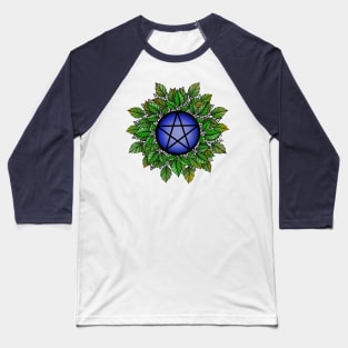 Leafy Blue Pentagram T-Shirt Baseball T-Shirt